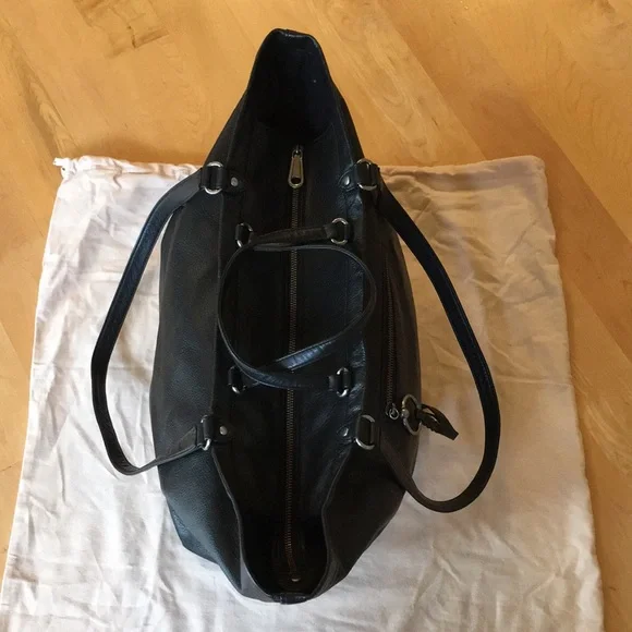 REBECCA MINKOFF | Large Black Leather Tote / Weekender Bag - Picture 7 of 16